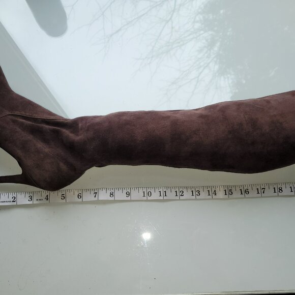 Stuart Weitzman Brown Stretch Suede Heeled Boots Size 7 M - Picture 12 of 15